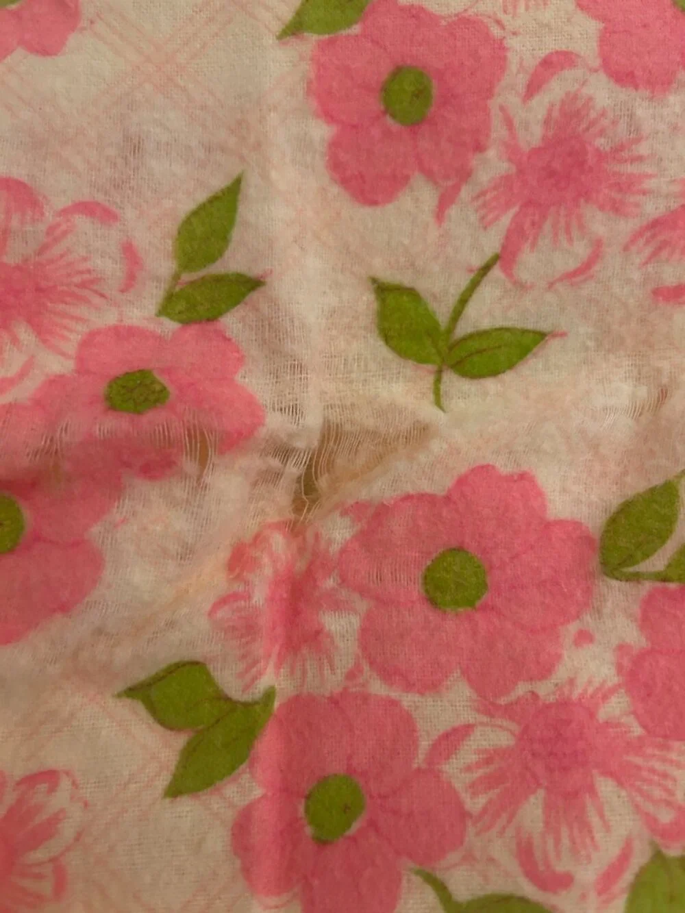 Vintage Flannel Pink and Yellow Fabric 44 x 72 inches